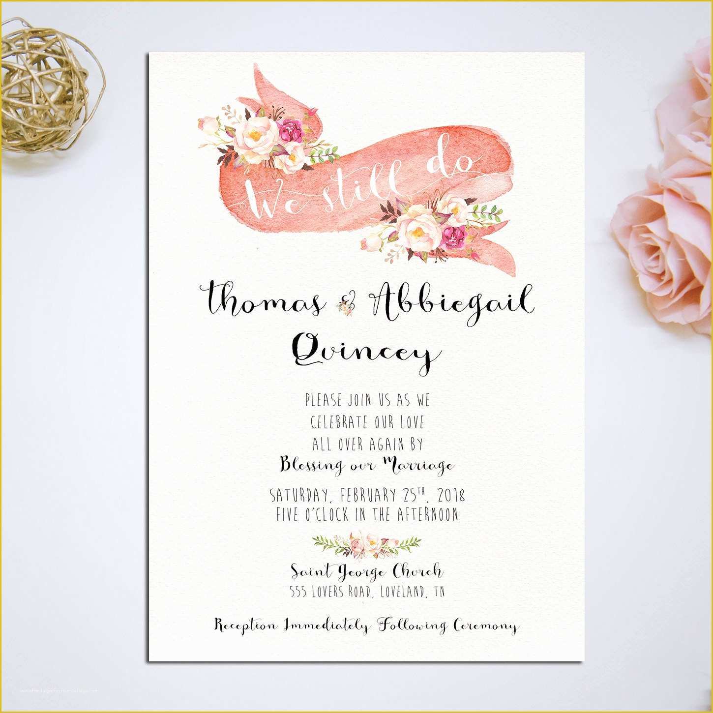 Vow Renewal Invitation Templates Free Of Vow Renewal Invitation We Still Do Romantic Pink