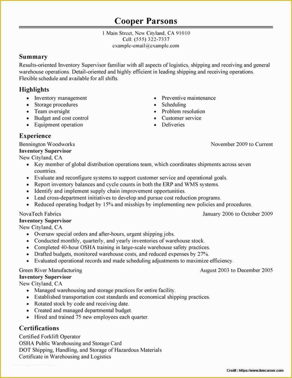 Warehouse Manager Resume Template Free Of Sample Warehouse Manager Resume Resume Resume