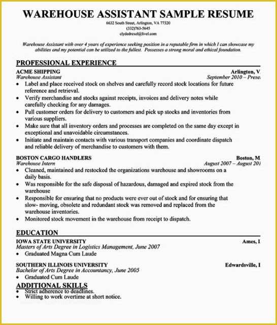 Warehouse Manager Resume Template Free Of Warehouse Management Resume Sample Resumes 1634