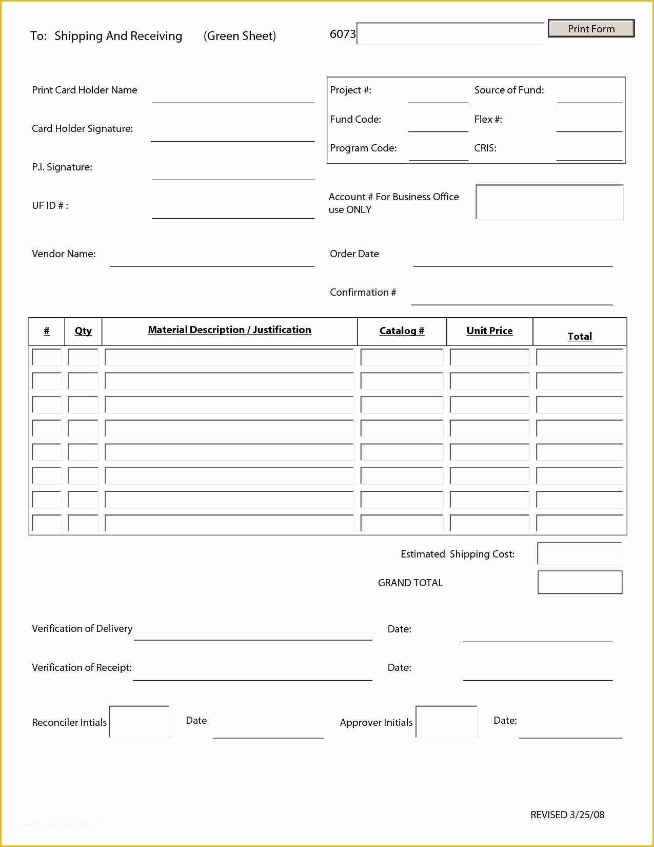 Warehouse Receipt Template Free Of Shipping form Template