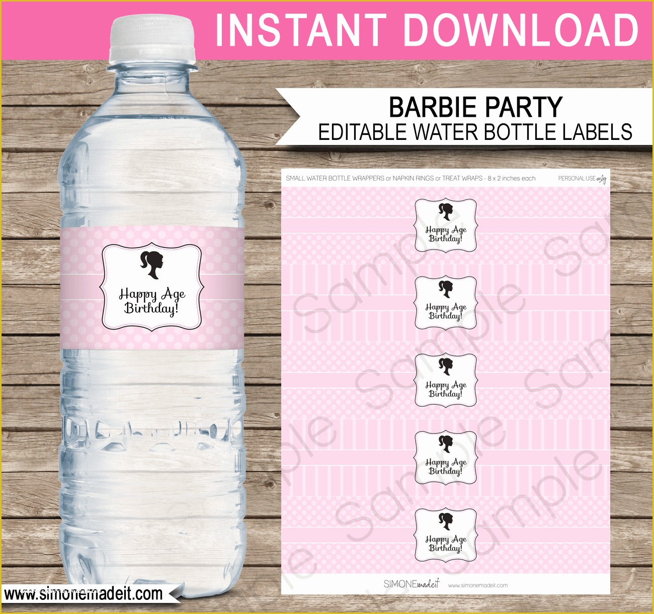 Water Bottle Template Free Of Barbie Party Water Bottle Labels