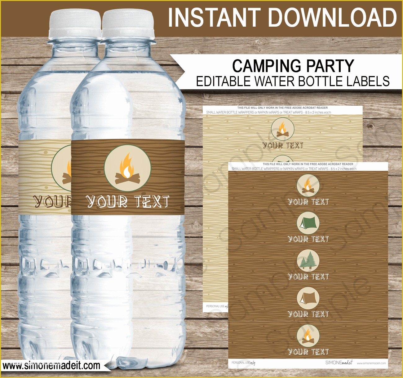 Water Bottle Template Free Of Camping Party Water Bottle Labels