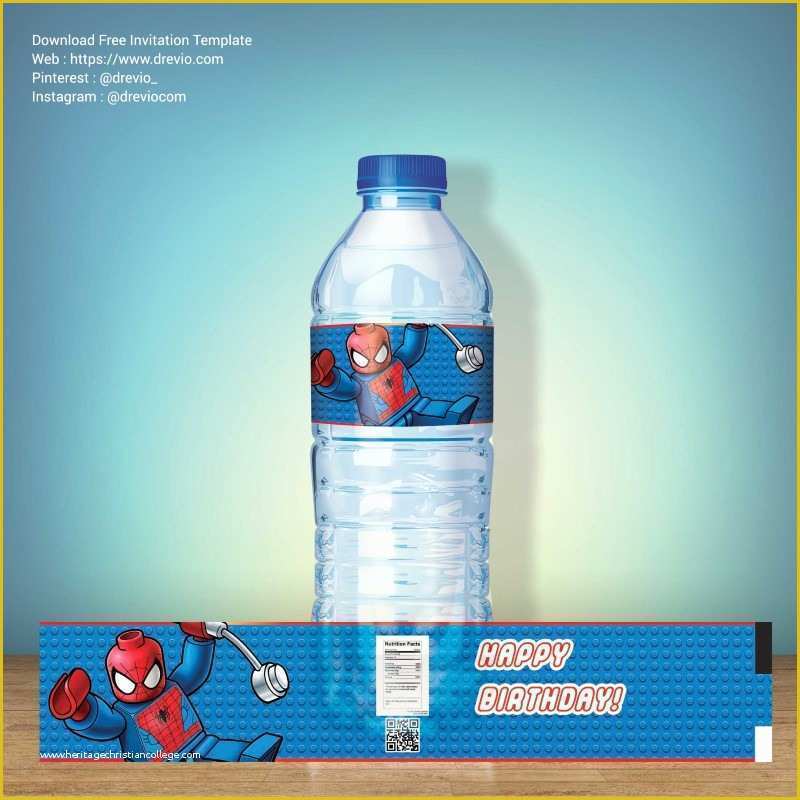 Water Bottle Template Free Of Free Lego Spiderman Water Bottle Label Printable