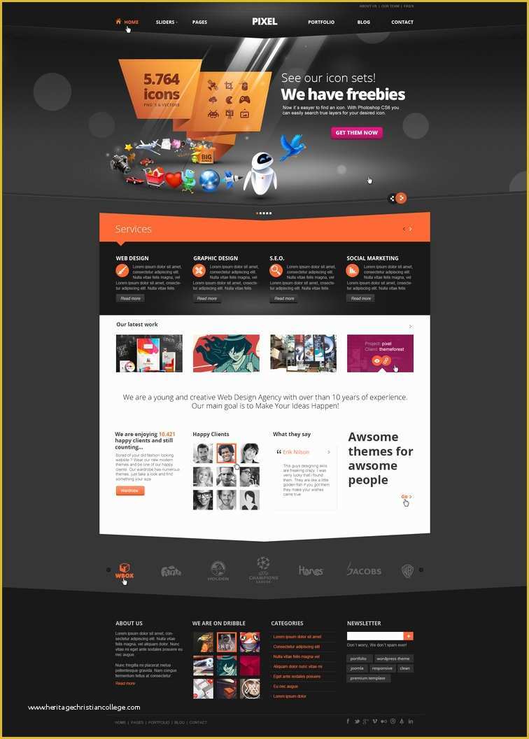 Web Design Templates Free Of Pixel Studio Premium Website Template Dark by