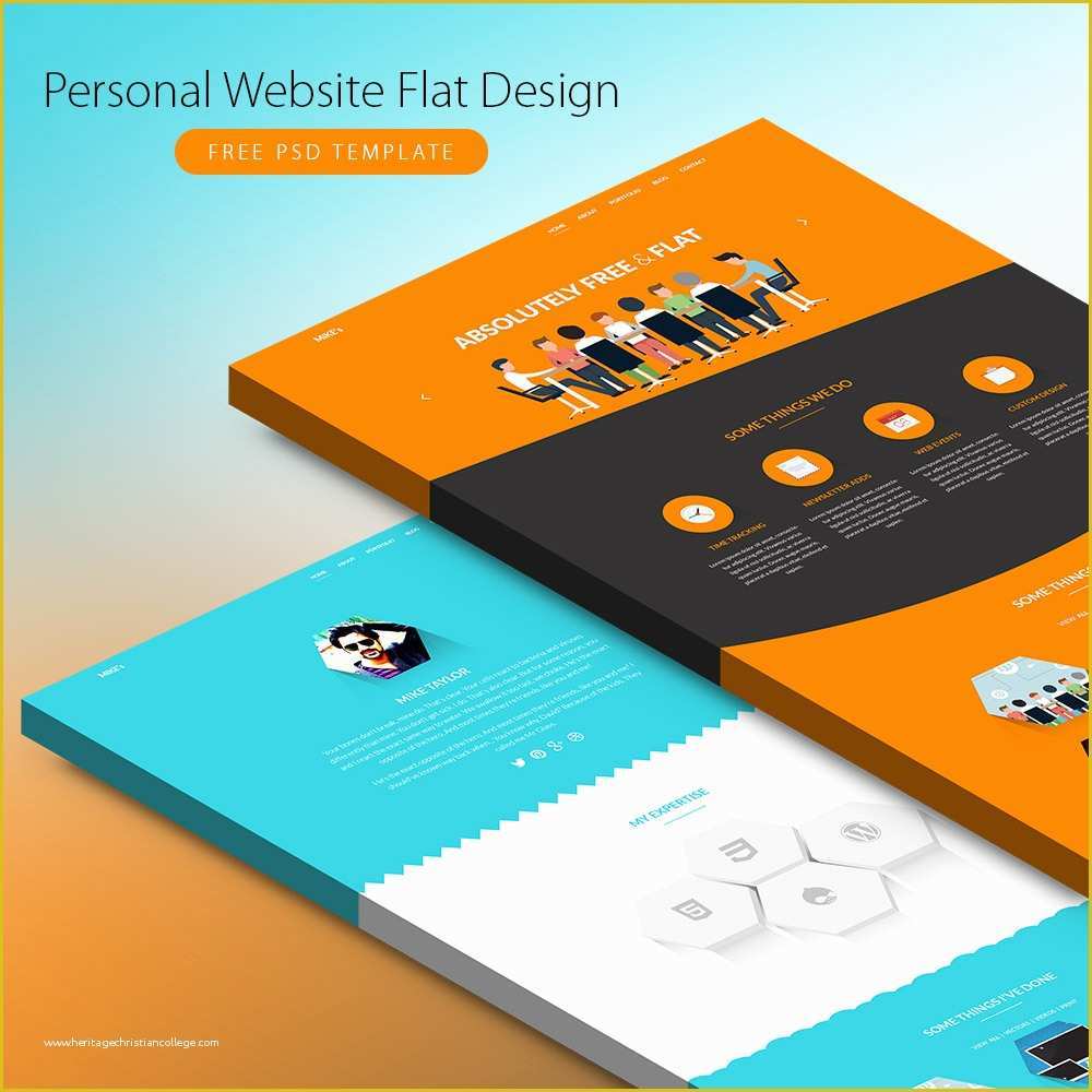 Web Design Templates Psd Free Download Of Personal Website Flat Design Free Psd Template Download