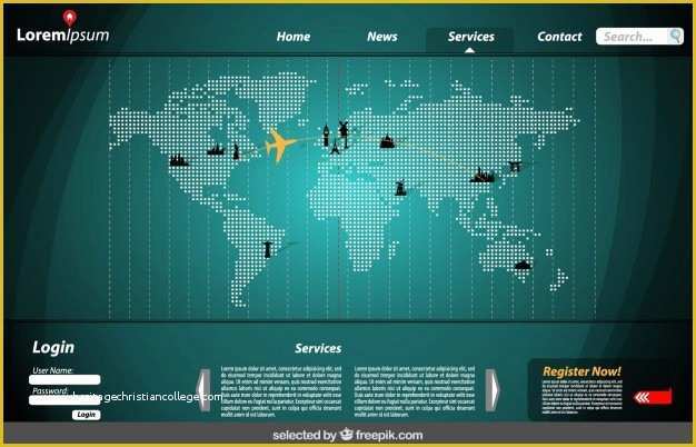 Website Map Template Free Of Website Template with Map Vector