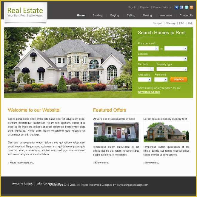 Website Templates for Real Estate Agents Free Of Best Real Estate Agent Website Template Design Psd