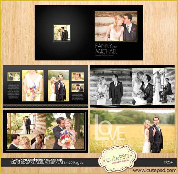 Wedding Album Templates Free Download Of 12x12 Square Wedding Album Template 20 Pages Dark Gold