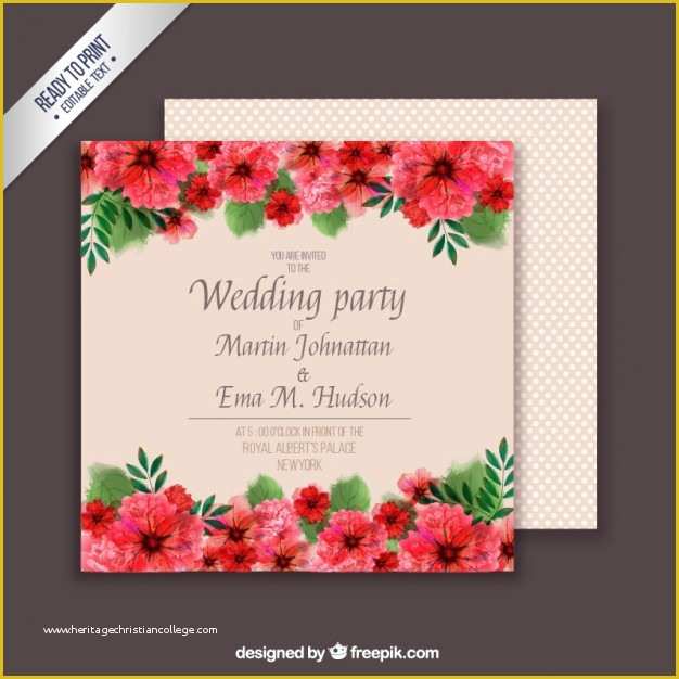 Wedding Card Design Template Free Download Of Floral Wedding Card Template Vector