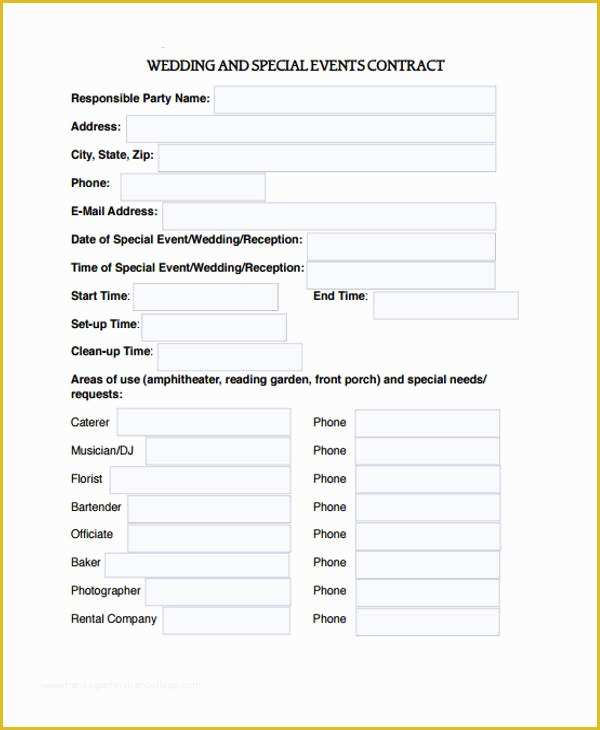 Wedding Contract Template Free Of 11 event Contract Templates Free Sample Example format