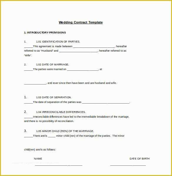 Wedding Contract Template Free Of 23 Wedding Contract Templates – Example Word Google Docs