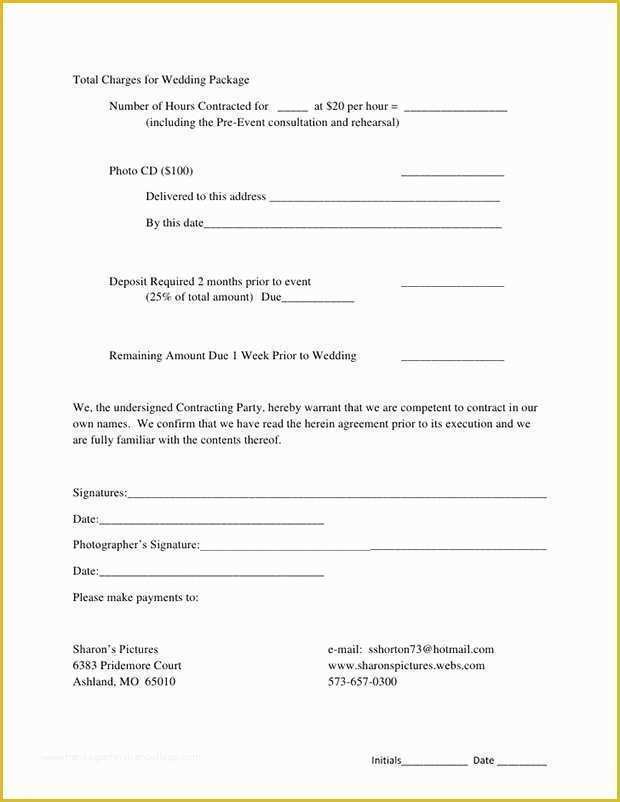 Wedding Contract Template Free Of 5 Free Wedding Graphy Contract Templates