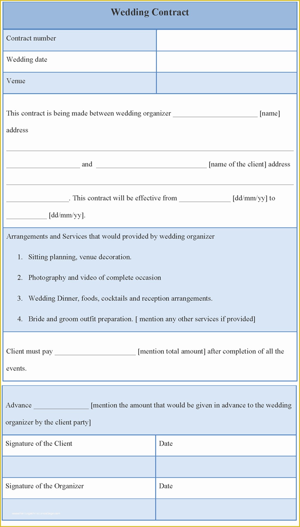 Wedding Contract Template Free Of Contract Template for Wedding Template Of Wedding