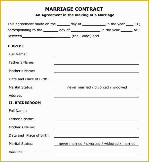 Wedding Contract Template Free Of Marriage Contract Sample Wedding Contract Template Wcc