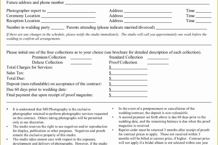 Wedding Contract Template Free Of Photogapher Contract
