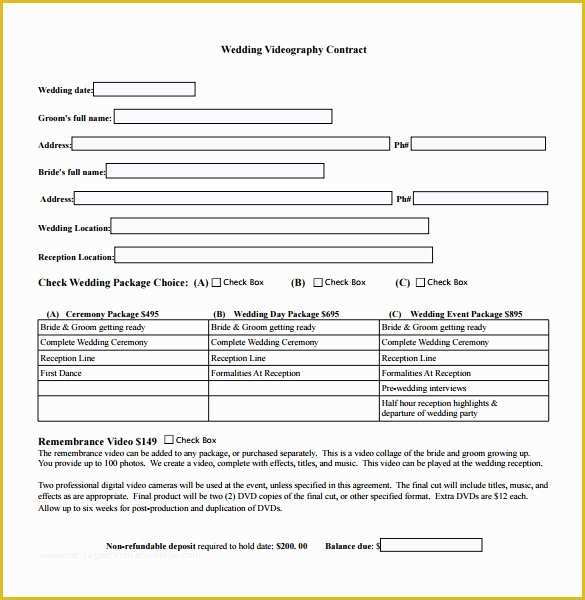 Wedding Contract Template Free Of Videography Contract Template 9 Download Free Documents