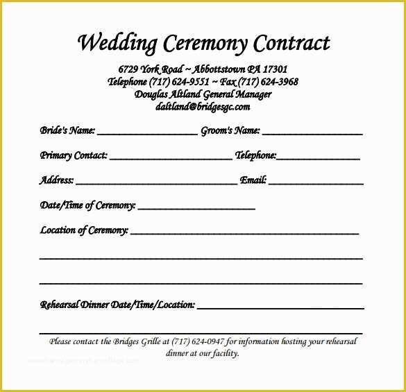 Wedding Contract Template Free Of Wedding Contract Template 23 Download Documents In Pdf