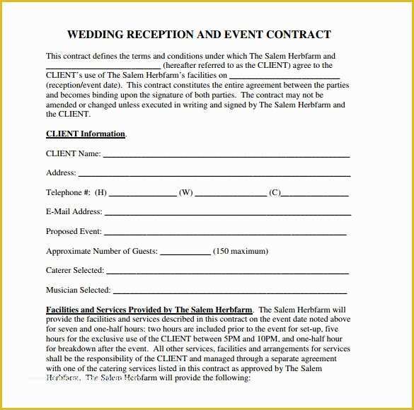 Wedding Contract Template Free Of Wedding Contract Template 24 Download Free Documents