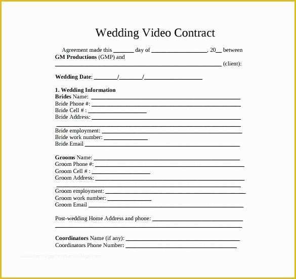 Wedding Contract Template Free Of Wedding Contract Template