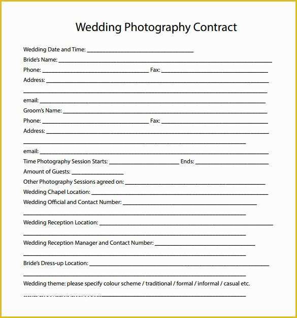 Wedding Contract Template Free Of Wedding Graphy Contract Template 14 Download Free