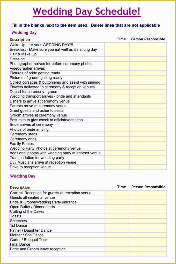 Wedding Day Timeline Template Free Of 28 Wedding Schedule Templates & Samples Doc Pdf Psd