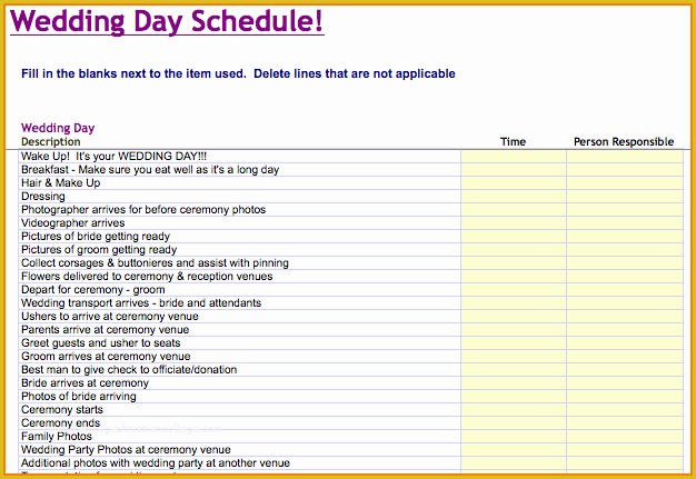 Wedding Day Timeline Template Free Of Wedding Day Timeline Template