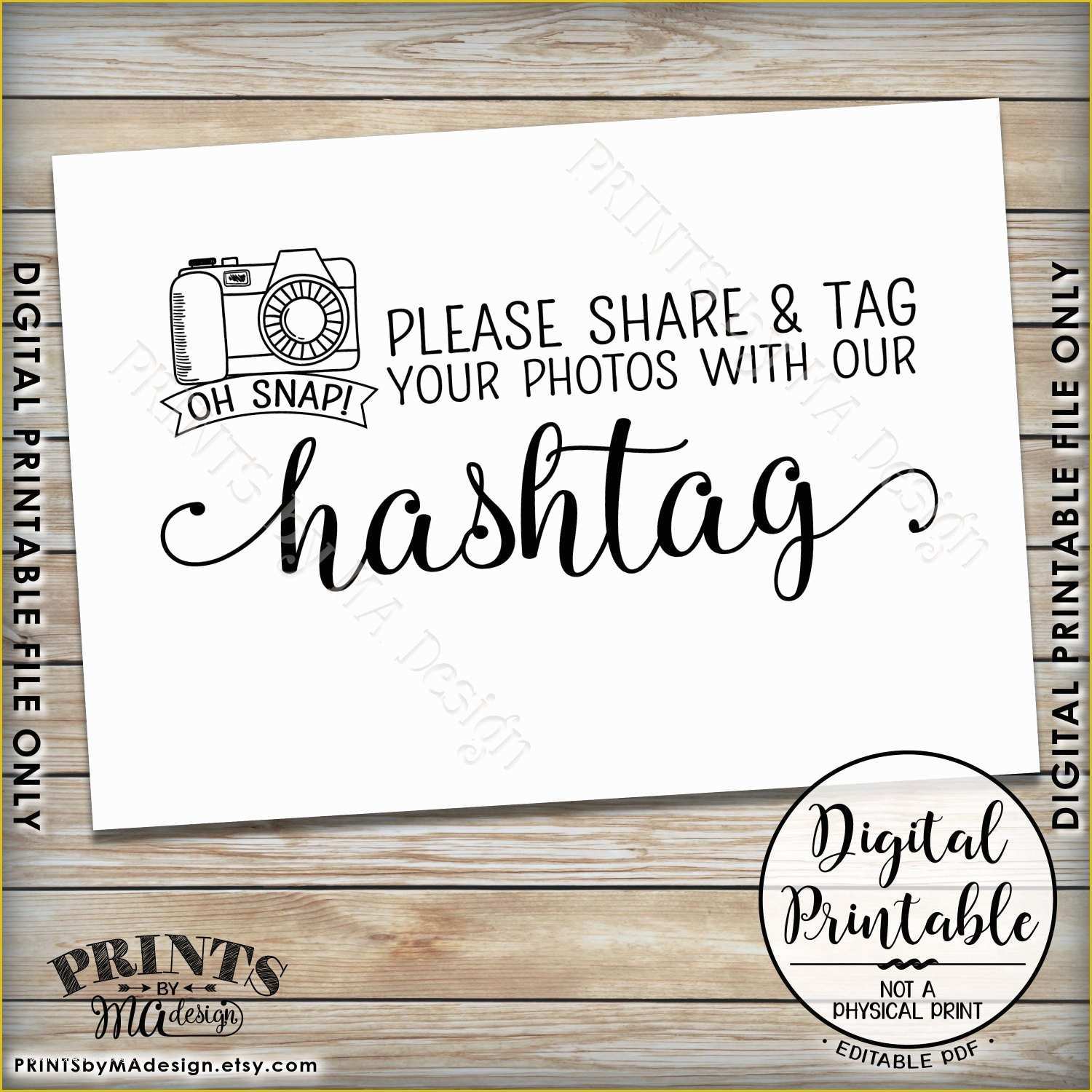 Wedding Hashtag Sign Template Free Of Hashtag Sign Printable Hashtag Sign Snap A Photo On