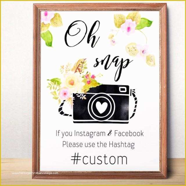 Wedding Hashtag Sign Template Free Of Instagram Hashtag Oh Snap Sign Wedding Hashtag Printable