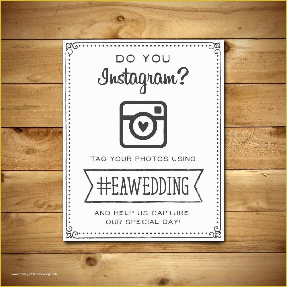 Wedding Hashtag Sign Template Free Of Instagram Wedding Hashtag Sign Template Printable by