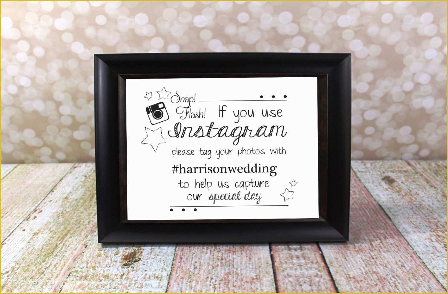 Wedding Hashtag Sign Template Free Of Instagram Wedding Sign with Hashtag Name Hashtag Card