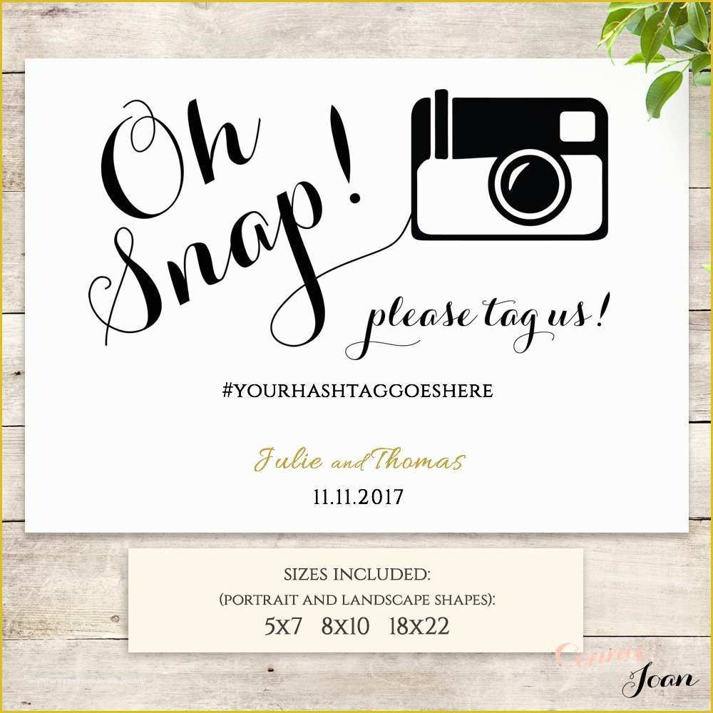 Wedding Hashtag Sign Template Free Of Oh Snap Hashtag Printable Template Oh Snap Printable Wedding