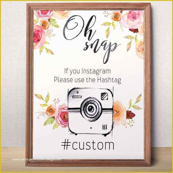 Wedding Hashtag Sign Template Free Of Oh Snap Sign Instagram Hashtag Printable Wedding Instagram