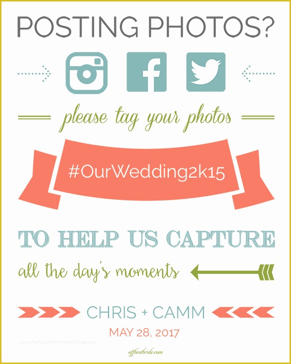 Wedding Hashtag Sign Template Free Of Super Cute Free Printable Wedding Hashtag Sign