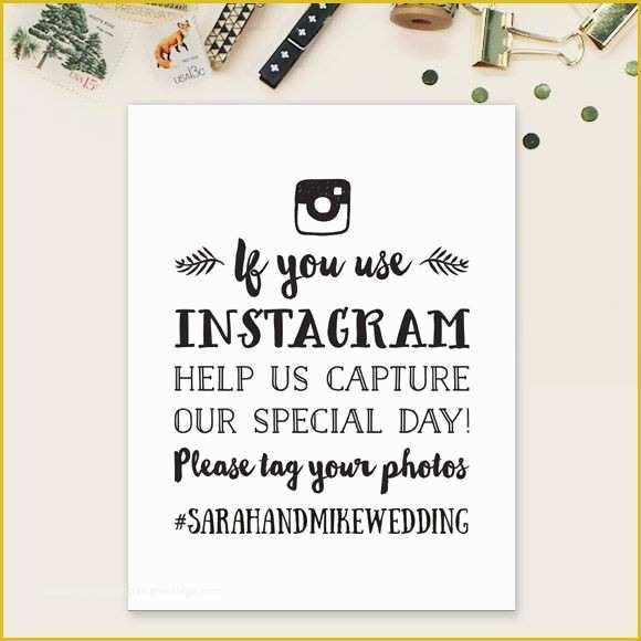 Wedding Hashtag Sign Template Free Of Wedding Instagram Hashtags Signs Printable Template