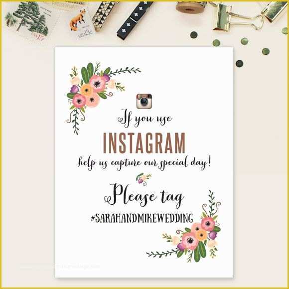 Wedding Hashtag Sign Template Free Of Wedding Instagram Hashtags Signs Printable Template