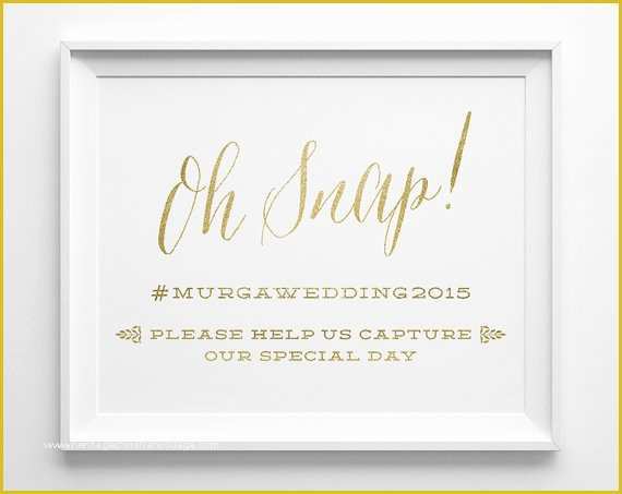 Wedding Hashtag Sign Template Free Of Wedding Signs Oh Snap Hashtag social Media Wedding Sign