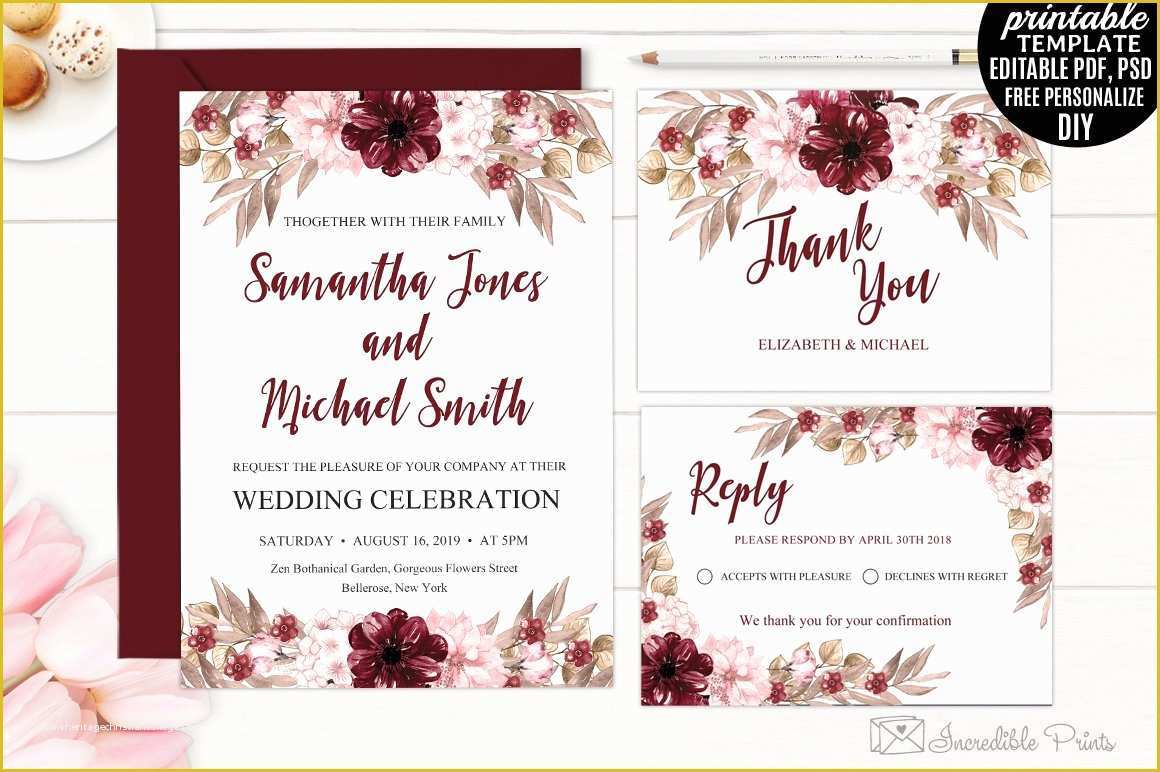 Wedding Invitation Samples Free Templates Of Marsala Wedding Invitation Template Wedding Templates