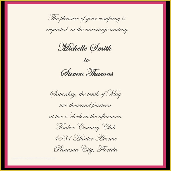 Wedding Invitation Samples Free Templates Of Wedding Invitation Sample Wording Template