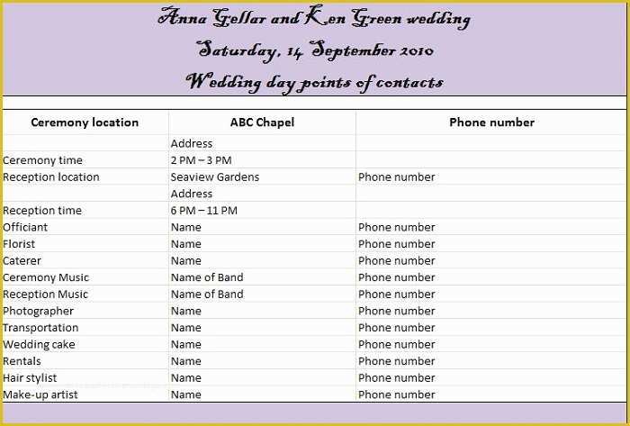Wedding Itinerary Template Free Download Of 37 Free Beautiful Wedding Guest List & Itinerary Templates