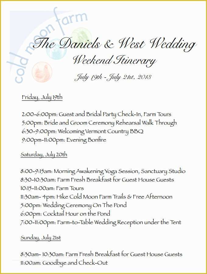 Wedding Itinerary Template Free Download Of 4 Sample Wedding Weekend Itinerary Templates Doc Pdf