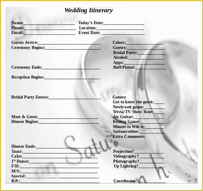 Wedding Itinerary Template Free Download Of 44 Wedding Itinerary Templates Doc Pdf Psd