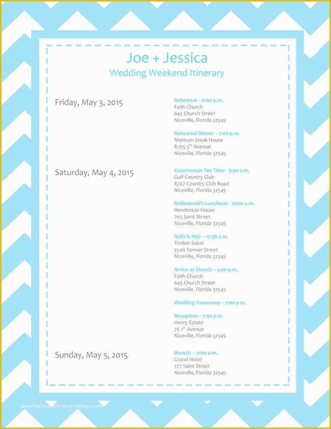 Wedding Itinerary Template Free Download Of 6 Free Wedding Itinerary Templates for Word and Excel