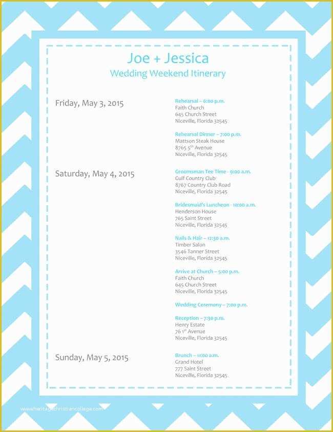 Wedding Itinerary Template Free Download Of 6 Free Wedding Itinerary Templates for Word and Excel