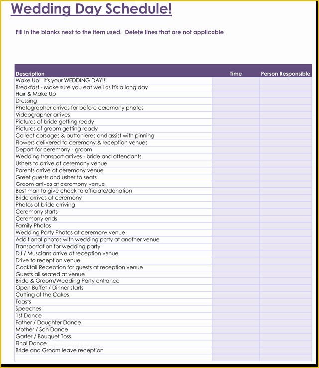 Wedding Itinerary Template Free Download Of 8 Free Wedding Itinerary Templates and Schedule Templates