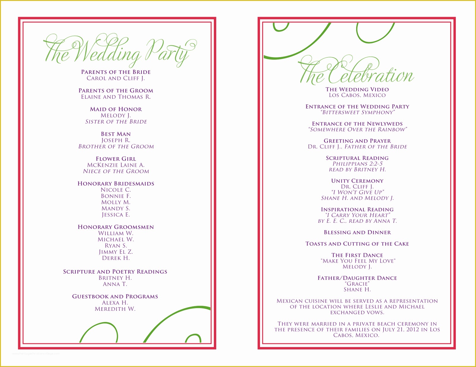 Wedding Itinerary Template Free Download Of Birthday Party Program Templates Free Idealstalist