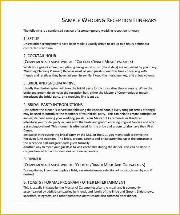 Wedding Itinerary Template Free Download Of Sample Wedding Weekend Itinerary Template 12 Documents