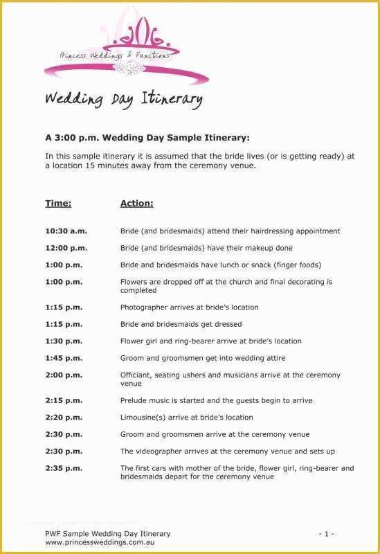 Wedding Itinerary Template Free Download Of Wedding Itinerary Template