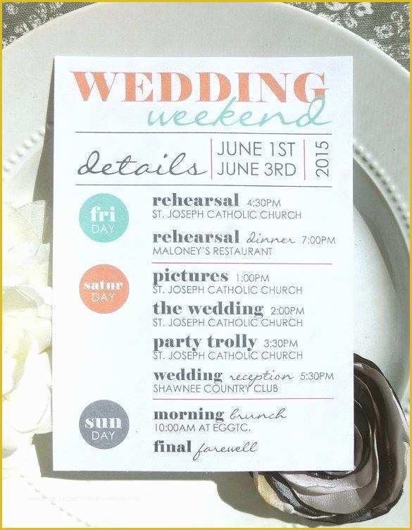Wedding Itinerary Template Free Download Of Wedding Schedule Like Itinerary Template Print Ready