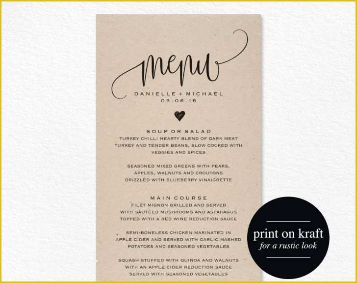 Wedding Menu Cards Templates for Free Of Menu Wedding Menu Template