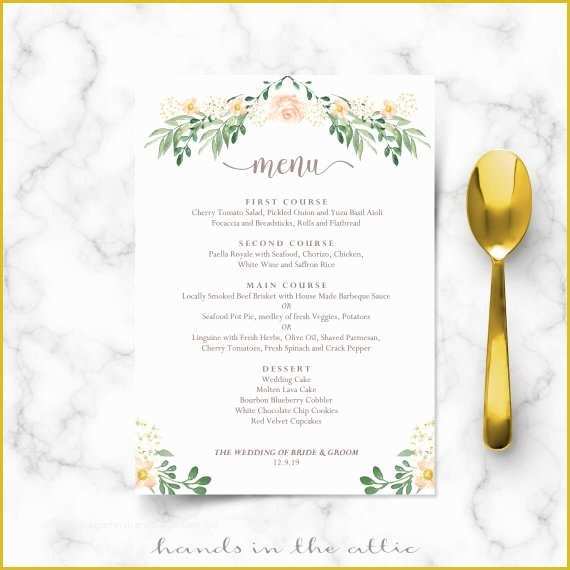 Wedding Menu Cards Templates for Free Of Rustic Wedding Menu Rehearsal Dinner Menu Template Sit Down